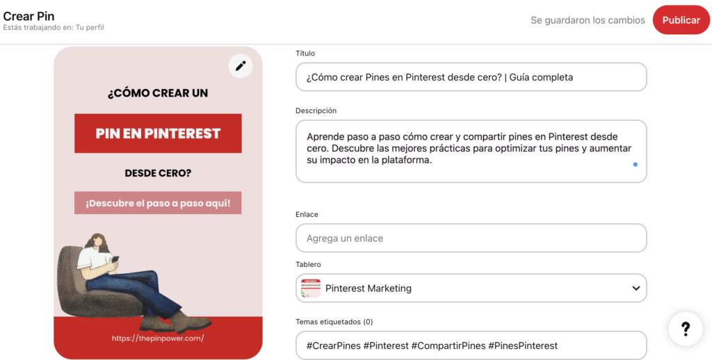 Cómo crear pines en Pinterest